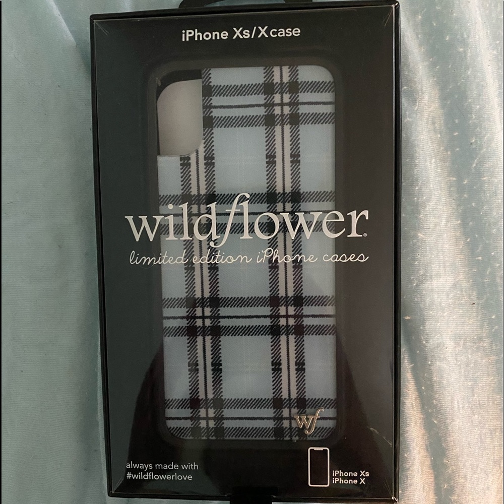 Wildflower Blue Plaid iPhone Case